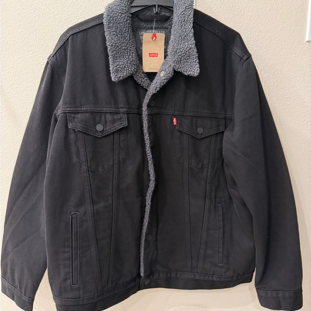Levi's Men's Type III Trucker Black Sherpa Jacket size XL